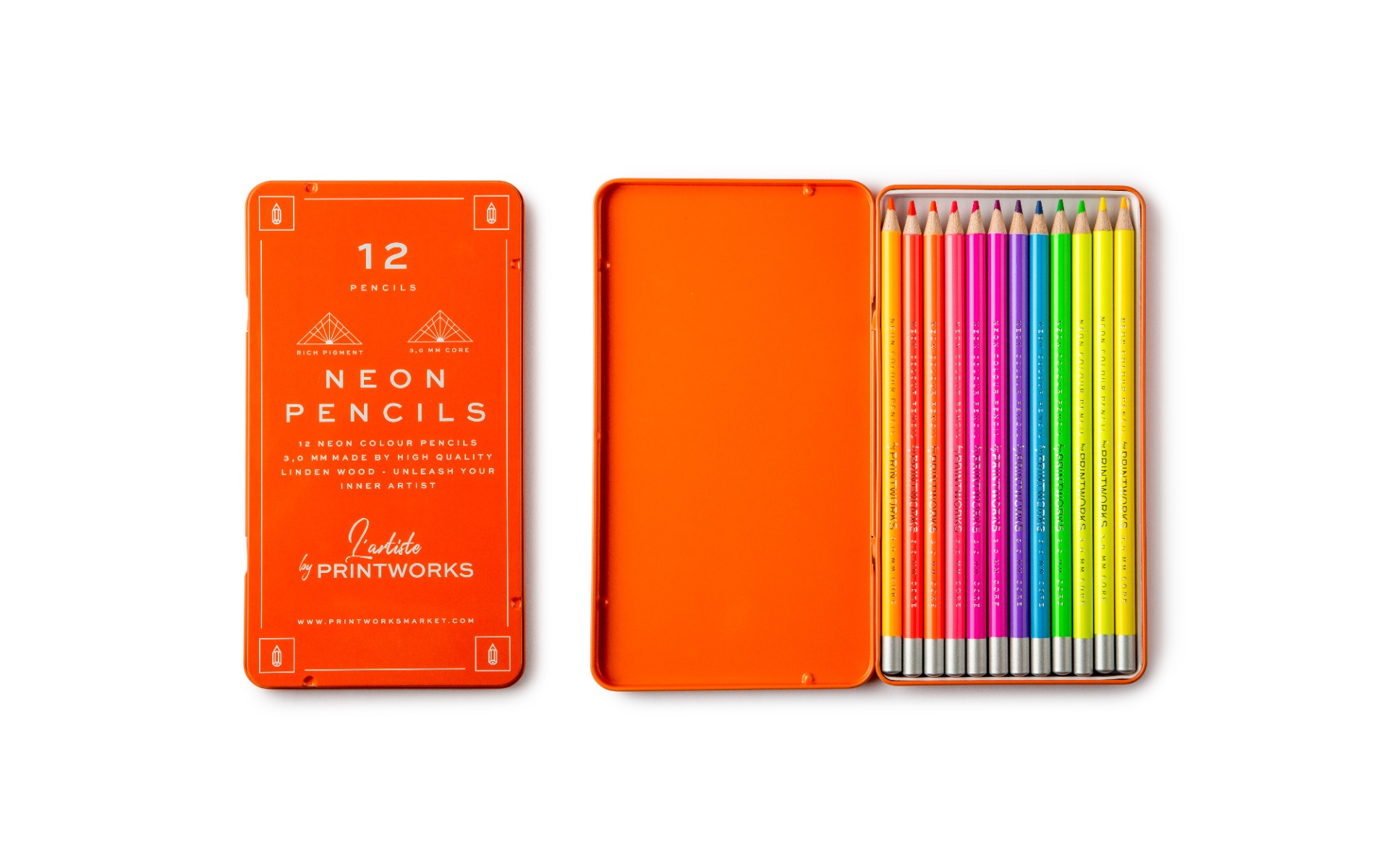 Printworks 12 Coloured Pencils - Neon - Interismo Online Shop Global